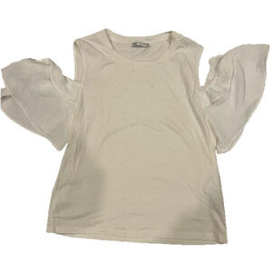 ZARA open shoulder white tee